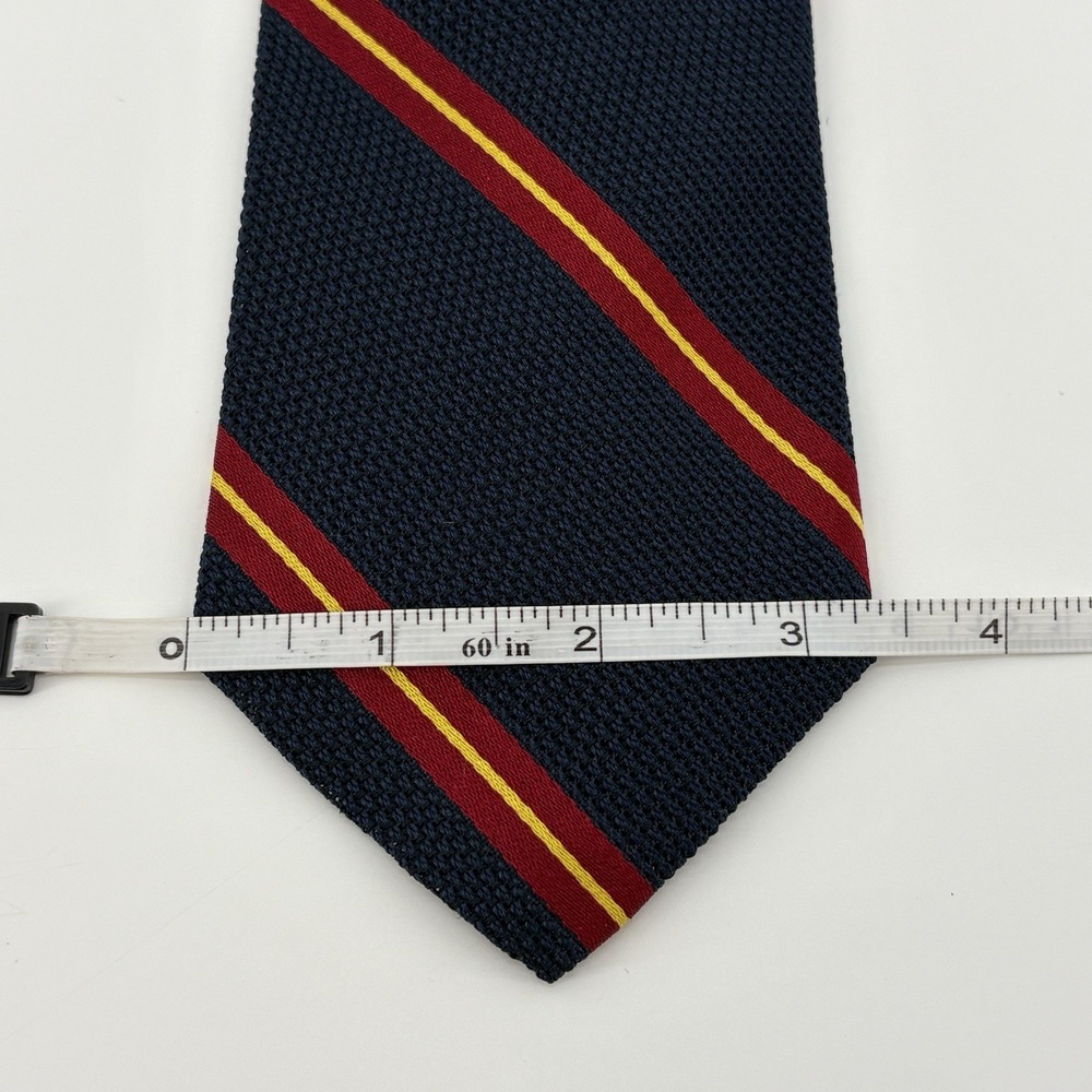 Vintage Polo Ralph Lauren Silk Grenadine Repp Stripe Tie Navy Red Gold USA 57" - Picture 9 of 11